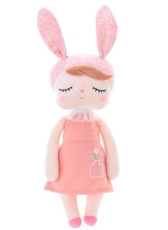 Metoo Anegla Bunny Doll in Peach Dress 