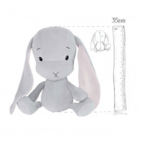 Personalized Bunny Effik M - Gray with Pink ears 35 cm