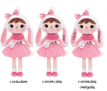 Set of Dolls - Personalized Bunny with Bow and Christmas Doll