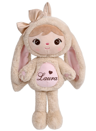 Lalka Metoo Personalizowana Puchata Królisia z Kokardką Jasnobeżowa